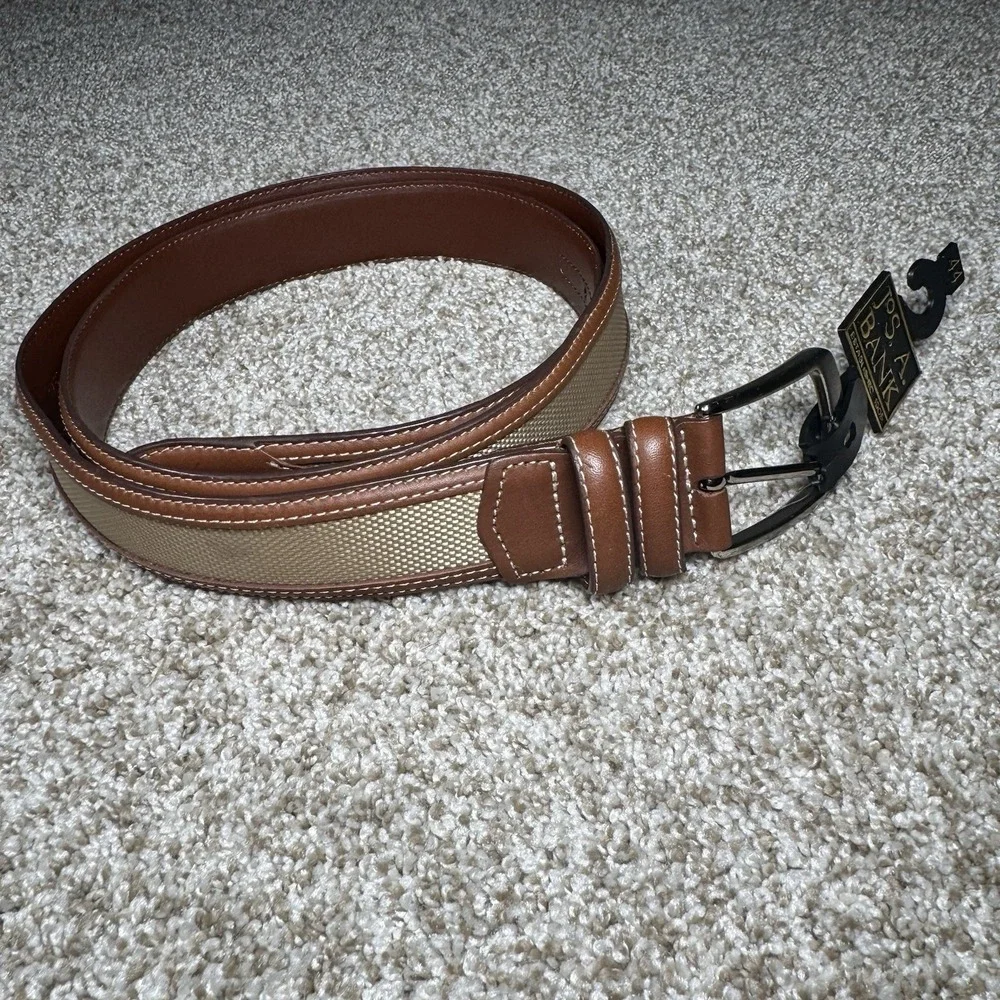 Jos. A. Bank Mens Size 44 Leather Brown Woven Pattern NWT 5 Hole Silver Hardware